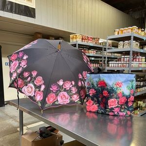 Rose bouquet stick umbrella and Rose Garden Large Tote
